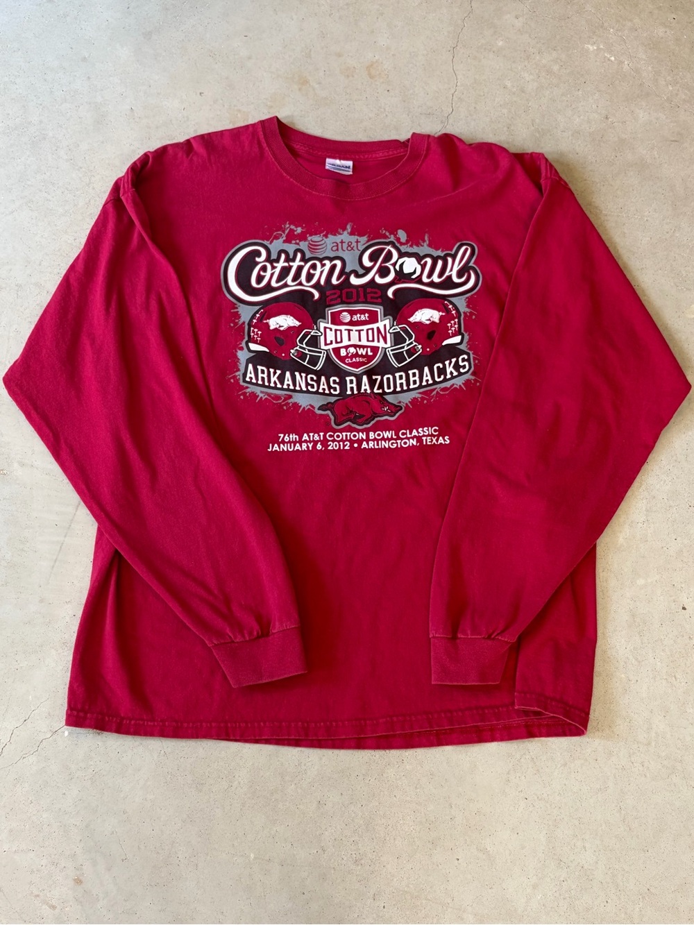 Vintage 2012 Arkansas Razorbacks Cotton Bowl Long Sleeve Shirt Maroon 2XL